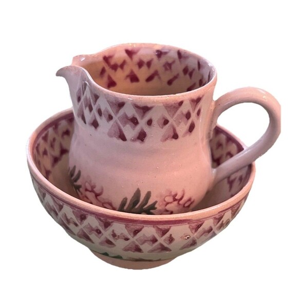 Nicholas Mosse Pottery Creamer & Bowl Made In Ireland Hand Painted Ceramic - Picture 1 of 13